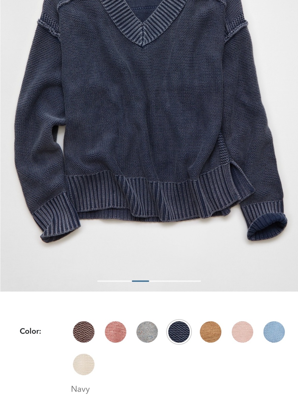 American Eagle Outfitters Navy V-Neck Knit Sweater